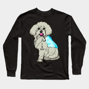 Funny Dog Maltese I Love Dad Tattoo Tee Co Pin Long Sleeve T-Shirt